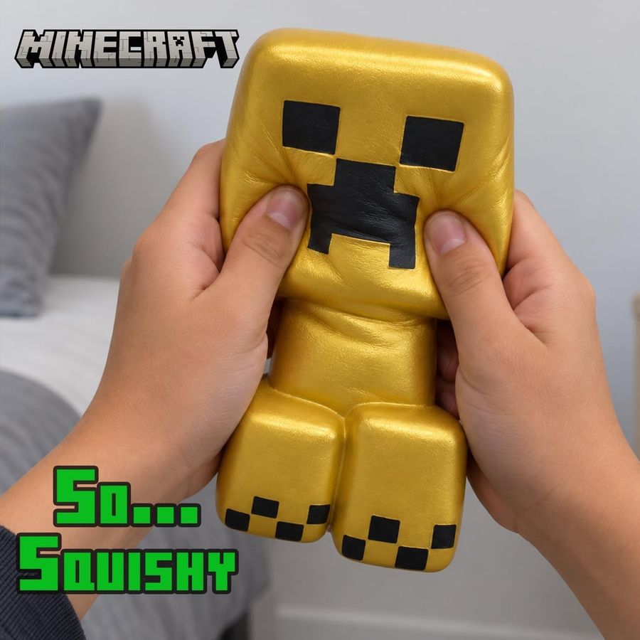 Minecraft Gold Creeper Mega SquishMe, 6 in, view 5