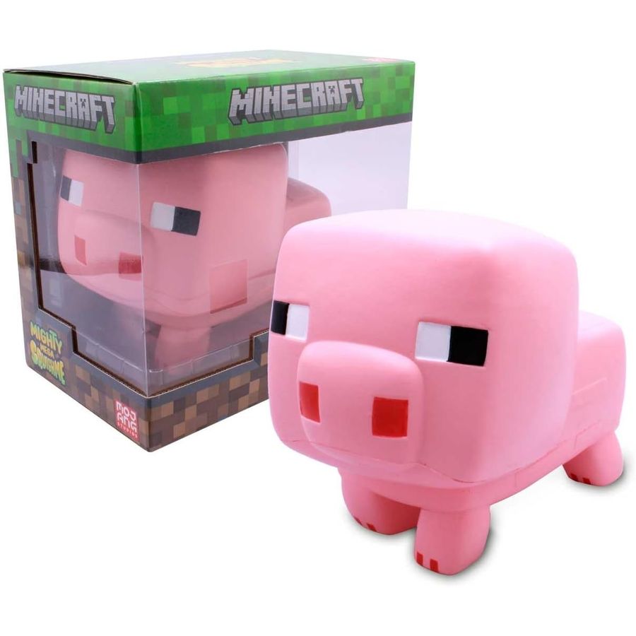 Minecraft Mighty Mega SquishMe Pig, 10 in